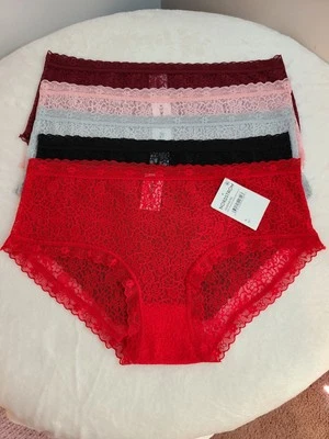 NUEVO CON ETIQUETAS Nordstrom Abound 5pk Bragas Hipster de Encaje Talla M Rojo Multi Foto 1 de 4