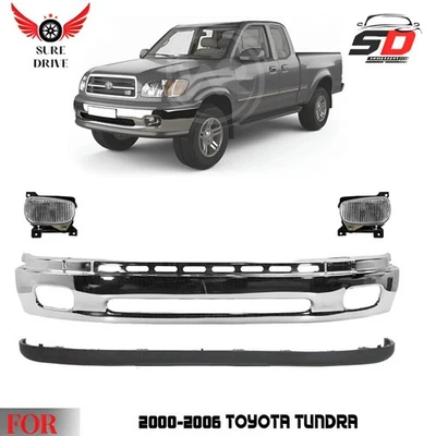 Front Bumper Chrome Steel & Fog Light Assembly Kit For 2000-2006 Toyota Tundra - Imagem 1 de 4