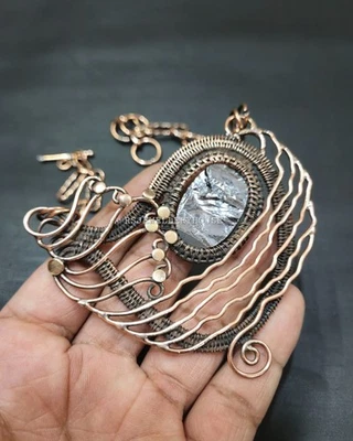 Precioso collar de shungita envuelto en alambre collar de piedras preciosas ásperas regalo Foto 1 de 4