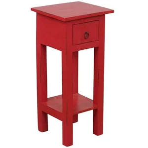 Sunset Trading Shabby Chic Cottage Table Small One Drawer Antique Red - Picture 1 of 6