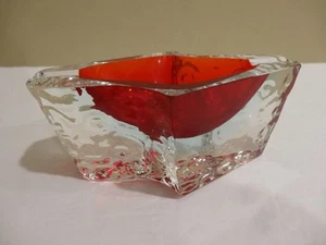 Murano Mandruzzato Sommerso Textured Faceted Red Glass Ashtray Bowl. Italy - Picture 1 of 7