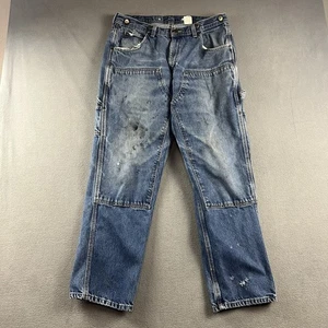 Key Pants Mens 36X30 Blue Double Knee Straight Leg Carpenter Distressed Workwear - Picture 1 of 12