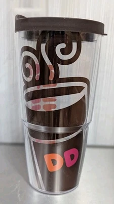 Dunkin Donuts Tervis 24 oz vaso térmico frío/caliente taza tapa marrón  Foto 1 de 4