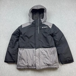 Columbia Jacket Boys 8 Small Gray Black Hood Puffer Winter Ski Waterproof Coat - Picture 1 of 12