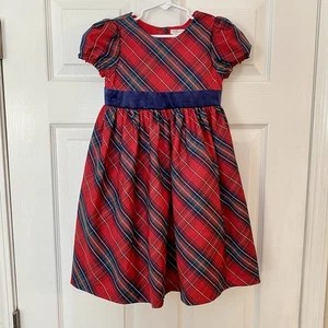 Max Studio Kids Holiday Red Blue Green Plaid Dress With Bow Size 6 Christmas - Picture 1 of 6
