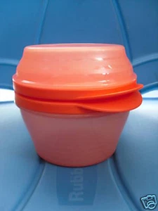 NEW Tupperware Duo BOWL Set of 2 ~Sheer Orange~ Snaps together~1-cup & 2-cup cap - Bild 1 von 5
