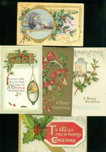 5 CHRISTMAS CARDS - HOLLY - Picture 1 of 1