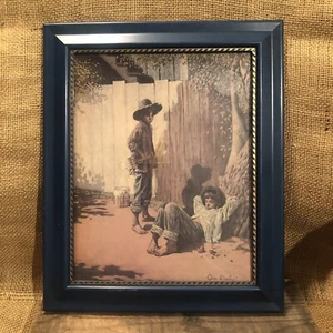 Cuadro Tom Sawyer Personajes Vintage en Marco Azul - Imagen 1 de 5