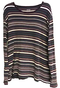 Duluth Trading Co 2XL Women's Purple Striped Long Sleeve Tee 100% Cotton - Picture 1 of 6