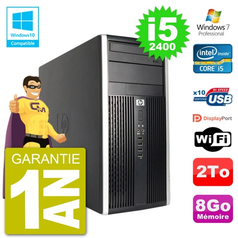 PC HP 6300 MT Intel Core i5-2400 RAM 8Go Disque Dur 2To Graveur DVD Wifi W7 - Photo 1/1