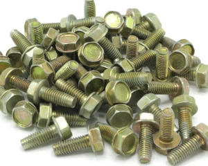 M6-1.0 x 16mm Hex Flange Bolt, Yellow Zinc, 75pcs - Picture 1 of 4