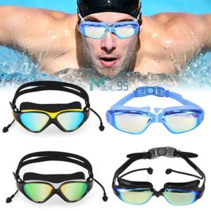 Adults Swimming Goggles HD Clear Vision Anti-Fog UV Protection Glasses & Earbud - Picture 1 of 65