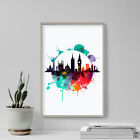 Watercolour Silhouettes - London Skyline Poster, Art Print, Painting, Artwork
