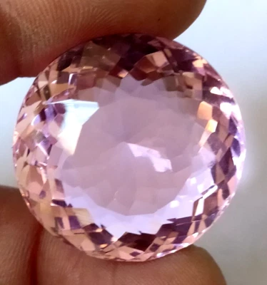 AAA+ 74.30 Ct. Large Pink Kunzite Round Cut Faceted Loose Gemstone @Women Gifts - Image 1 of 4