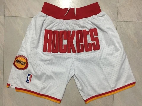 Hot Houston Rockets White Men's Vintage Basketball Shorts Stitched Size:S-XXL Cover