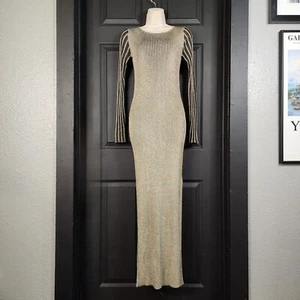 NWT Romeo + Juliet Sz. S Metallic Gold Side Slit Maxi Dress - Picture 1 of 16