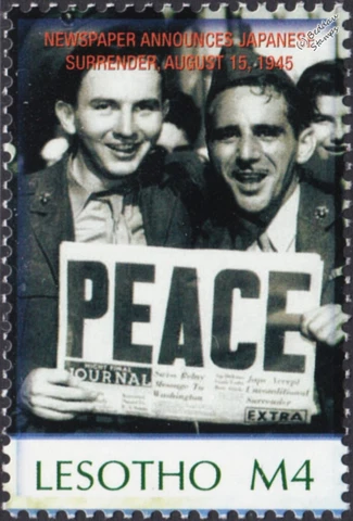 WWII PEACE 1945 VJ-DAY Japanese Surrender Newspaper Headline Stamp #2 Cover