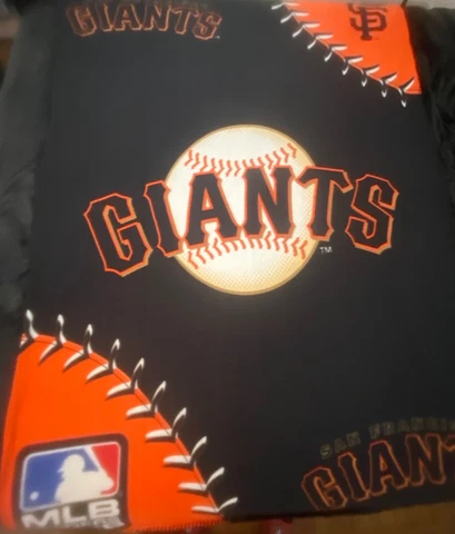 sf giants throw blanket 58'x49' black and orange Cover