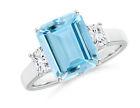 925 sterling silver Certified Natural Blue Aquamrine Ring Gift Free Ship