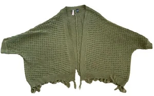 Love By Design Open Front Knit Cardigan Fringe/Tassels At Hem Sz XL Olive Green - Picture 1 of 4