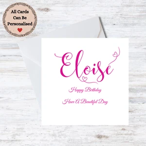 Handgefertigte personalisierte Geburtstagskarte Frau - personalisierbarer Name (E190) - Bild 1 von 1
