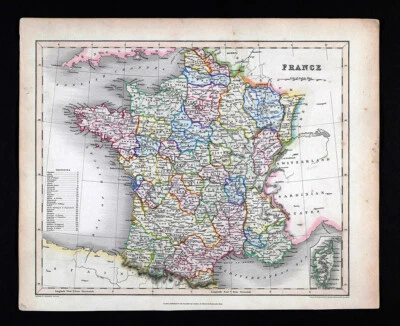 1838 Gilbert Antique Map France Paris Lyon Tours Dijon Bayonne Marseilles Amiens - Image 1 of 3
