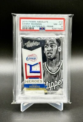 2015-16 Absolute Heroes Materials Prime #12 Danny Manning /25 PSA 8 POP 1! - Image 1 of 3