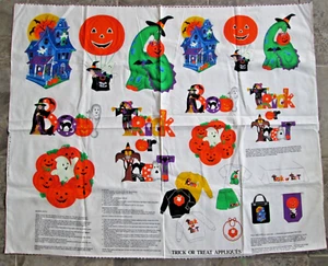 Cranston VIP Halloween Trick or Treat Cut Sew Appliques Cotton Panel 44"x36" - Picture 1 of 9