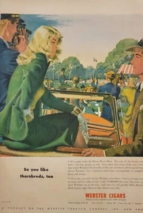 Webster Cigars So You Like Thorobreds 1946, Too Devon Horse Show anuncio impreso de colección - Imagen 1 de 1