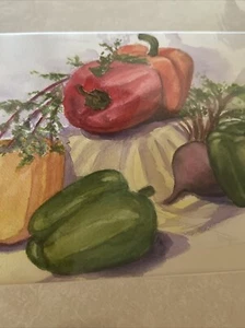 Gail Basner (1936-2021) - Stillleben - Paprika - Original - Aquarell - signiert - Bild 1 von 6
