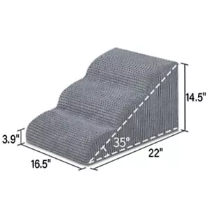 High Density Foam Dog Stairs 3-Tier Extra Wide & Deep Pet Ramp Ladder for Bed - Picture 1 of 4