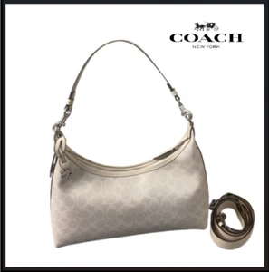 COACH CAM23 Juliet Shoulder Bag In Signature Canvas White Ivory Outlet New - Picture 1 of 8