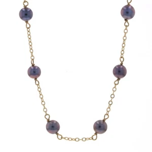 Oro Amarillo Cultivada Perla de Agua Dulce Cadena Estación Collar 17" - 14k Dyed - Imagen 1 de 7