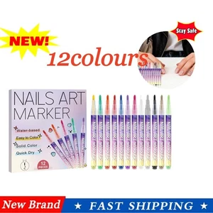 12Colors Nail Art Pens Set Nail Polish Pens Nail Art Drawing Graffiti Mark Hot - Picture 1 of 17