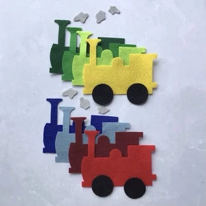 Blue Felt Trains, Extra Large Die Cut Trains - Picture 1 of 8