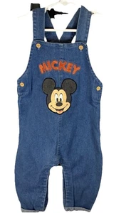 Disney Baby Mickey Mouse Embroidered Denim Overalls Size 24 M - Picture 1 of 11