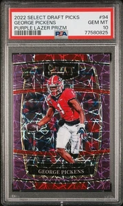 2022 Select Draft Picks George Pickens Purple Lazer Prizm #94 PSA 10 Pop 5!!! - Foto 1 di 2