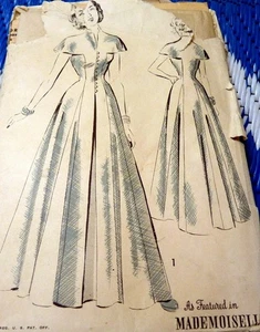 *LOVELY VTG 1940s DRESS HOUSECOAT Sewing Pattern FF - Picture 1 of 2