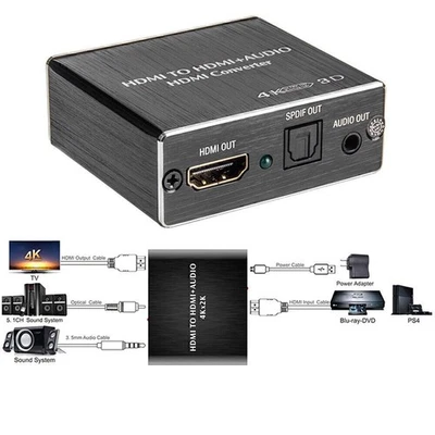 HDMI Stereo Audio Extractor 4K@60Hz | HDMI zu HDMI + Optical SPDIF 3.5mm - Bild 1 von 4