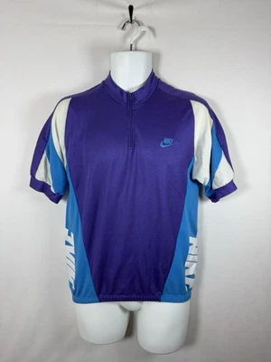 Camiseta deportiva vintage años 90 Nike ciclismo 1/4 cremallera manga corta bolsillos traseros para hombre talla mediana Foto 1 de 4