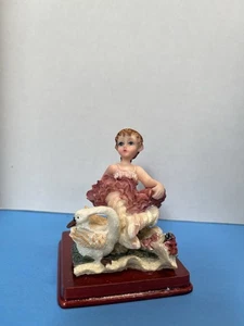 Vintage Small 3in  Porcelain Maroon Ballerina w/Swan Figurine - Picture 1 of 3