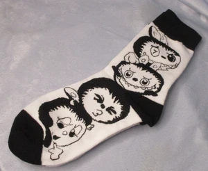 Labubu The Monster Faces Black & White Crew  Socks One Size 9-11/4-10 Shoe New - Picture 1 of 3