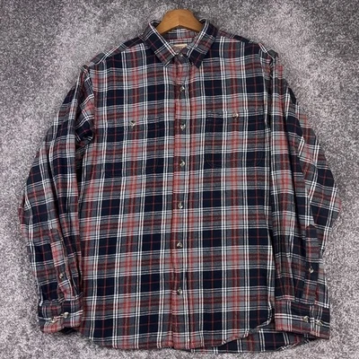 Red Head Button Flannel Shirt Men's Large Plaid Country Western Outdoor Hiking - Image 1 of 4