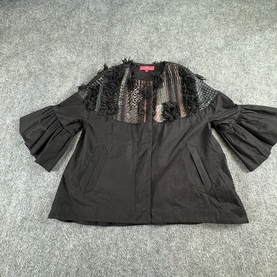 Chaqueta Elaine Turner Mujer S Negra Multicolor Flecos Boho Artística Festival Única Foto 1 de 4