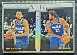 Ben Simmons Joel Embiid 2019-20 Panini Noir Silver Frame Split Screen SSP 15/25
