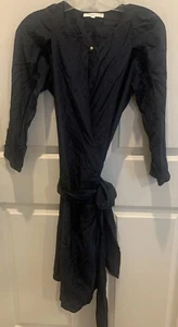 Vanessa Bruno Women's Dark Blue Wrap Dress Size 40 Silk 3/4 Sleeves - Picture 1 of 5