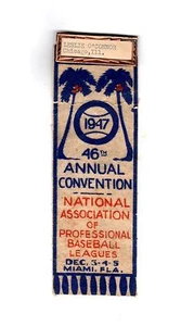 orig. 1947 Professional Baseball Leagues *Badge-Ribbon* 46th ANNUAL CONVENTION  - Picture 1 of 2