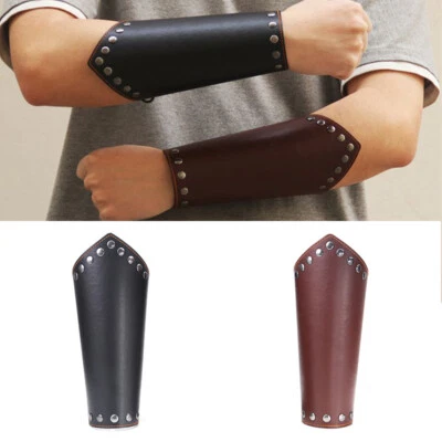 Riding Wristband Wide Leather 2pc Protective Gear Men's Cross-Border Punk - Image 1 of 4