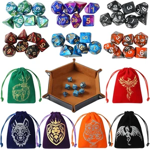 42-Piece Polyhedral Dice Set with Animal Pattern Bag and Velvet Tray for RPGs - Picture 1 of 7