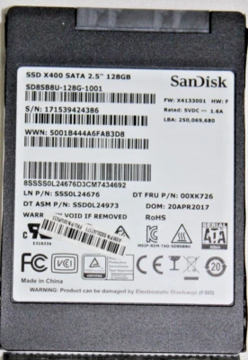 Lot of 10 SanDisk SD8SB8U-128G X400 128 GB 2.5 in SATA III Solid State Drive SSD - Image 1 of 3